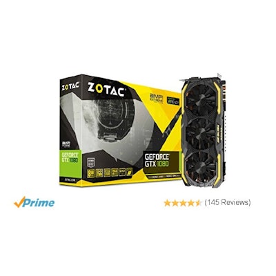  ZOTAC GeForce GTX 1080 8GB GDDR5X 256bit AMP Extreme Gaming Graphic 