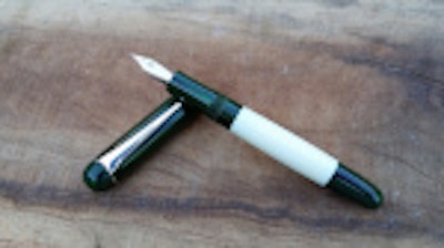 Sumpter- Ivory celluloid and Green ripple ebonite – Sterling clip – Newton Pens