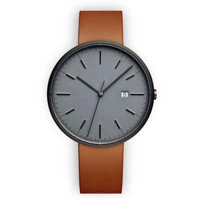 UNIFORM WARES M40 PVD Grey Date Watch with Tan Nappa Leather Strap - Official UN