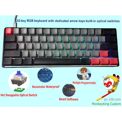 62-key compact RGB mechanical keyboard, optical switches