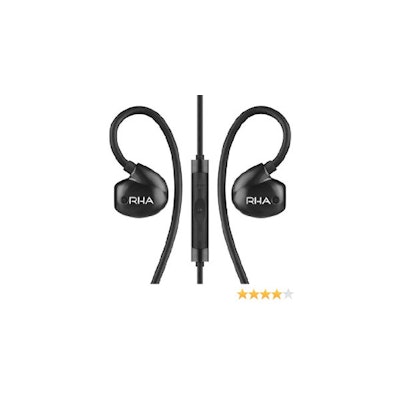 RHA T20iBLK Noise Isolating Remote Control High Fidelity In-Ear Headphones, Blac