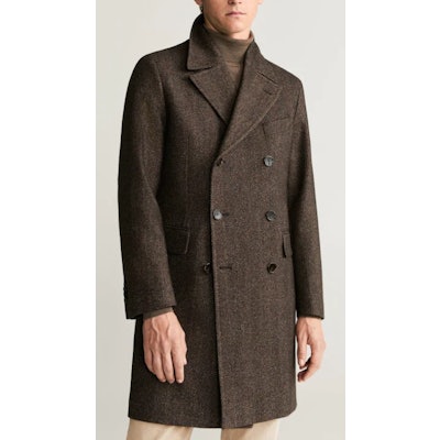 Herringboned wool tailored coat -  Men | Mango Man USA
