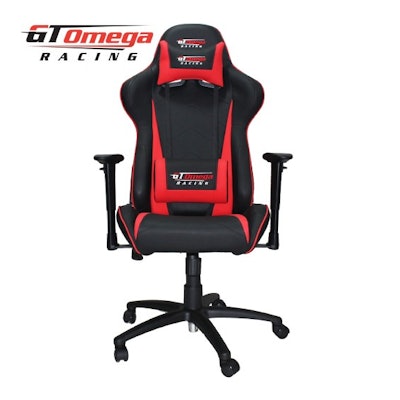 Gaming Seats - GT Omega PRO Racing Office Chair Black Next Red Leather
