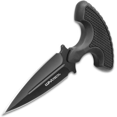 
	Black Combat Tactical Push Dagger With Sheath - 3Cr13 Stainless Steel Double 