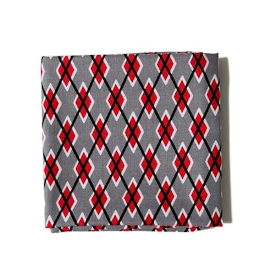 Grey & Red Argyle Men's Handkerchief | Embroidery & Monogram