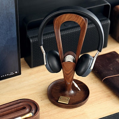Headphone holder black walnut solid wood
