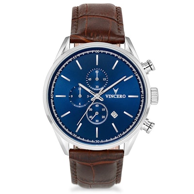 
    Men's Chronograph - Blue Watch with Brown Strap – Vincero Collective
  
