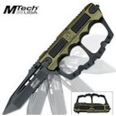Mtech ballistic knife assisted open with knuckle guard/ brass knuckle