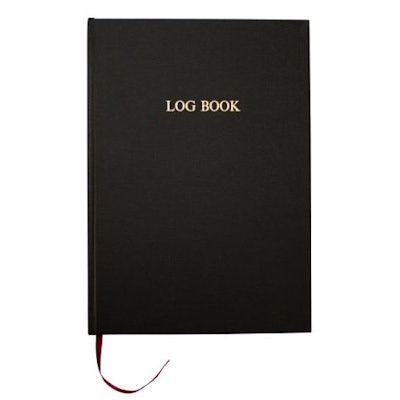 Log Book, A4, 8mm Ruled with Page Numbers, Black Library Buckram Cover, 500 page