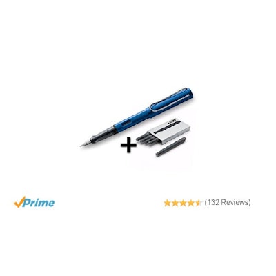 Amazon.com : Lamy AL-Star Fountain Pen (28F) Ocean Blue + 5 Black Ink Cartridges