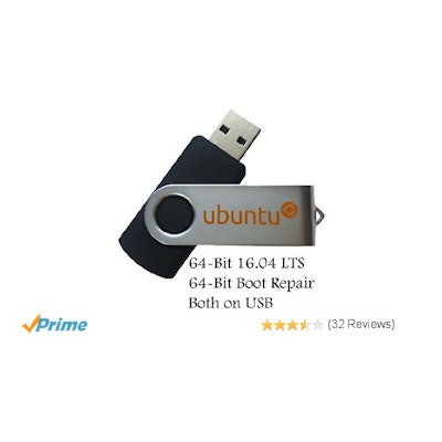 Ubuntu Linux 16.04 Bootable 8GB USB Flash Drive - Includes Boot Repa