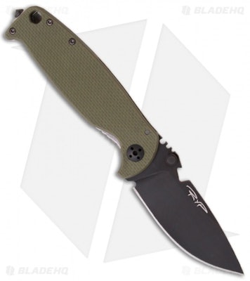 DPx HEST 2.0 Left Handed Knife Survival Blade OD Green G10/Ti (3.25" Black) - Bl