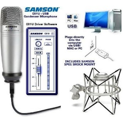 Samson C01U USB Studio Condenser Microphone with SP01 Shock Mount Kit