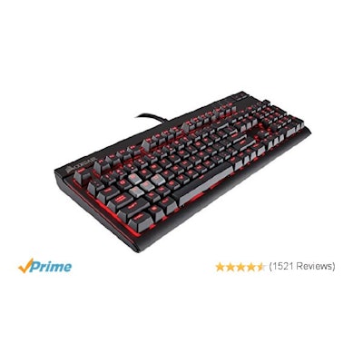 Amazon.com: CORSAIR STRAFE Mechanical Gaming Keyboard - Red LED Backlit - USB Pa