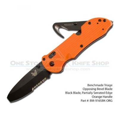 Benchmade 916 Triage - ComboEdge BK1 Coated Blade Orange G10 Handles