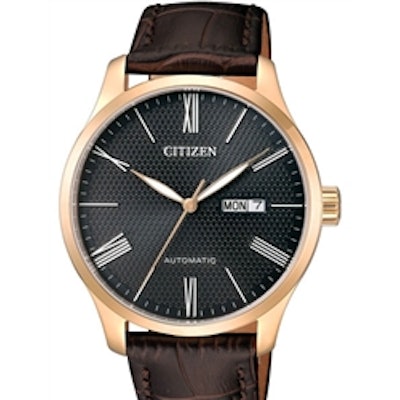 Citizen Automatic Watch with Rose Goldtone Case, Black Textured Dial #NH8353-00H