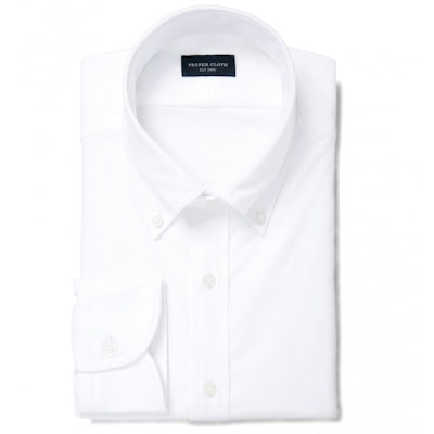 White Heavy Oxford Fitted Dress Shirt by Proper Cloth