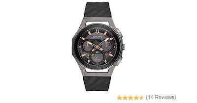 Amazon.com: Bulova CURV Chronograph Black and Titanium Watch 98A162: Watches