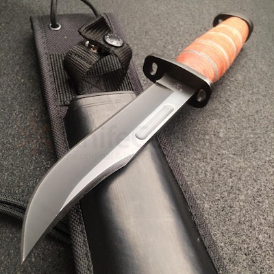 Buck 119 Brahma Fixed 6" Blade, Stacked Leather Handles  - KnifeCenter - 10082