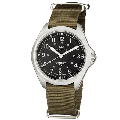  Glycine Men's 3943 19AT TB2 Combat 7 Vintage Automatic NATO Green Strap Watch |