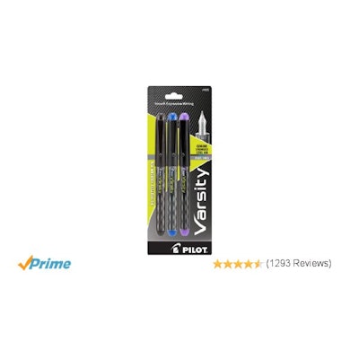 Amazon.com : Pilot Varsity Disposable Fountain Pens, 3-Pack, Black/Blue/Purple I