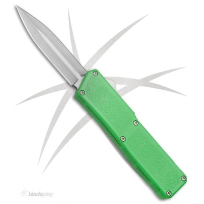 Lightning Zombie Edition Green D/A OTF Automatic Knife - Dagger Satin Plain - Bl