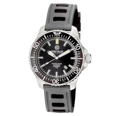 DAYNIGHT  DIVER T-100  AUTOMATIC � SS BLACK DIVER WITH HYDRO 91 RUBBER STRAP - D