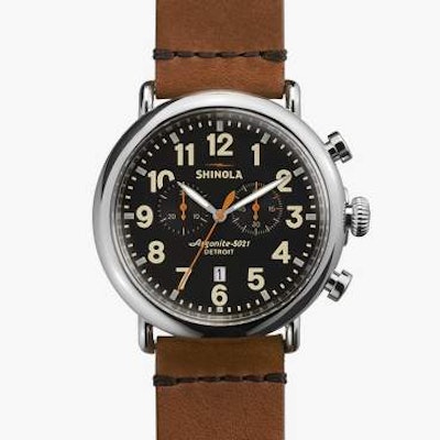 The Runwell Chronograph Watch 47mm Brown Strap Black Dial  | Shinola® Detroit
