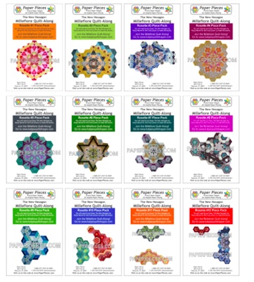 Rosette #1 - #12 for the New Hexagon Mille Fiore Quilt-Along