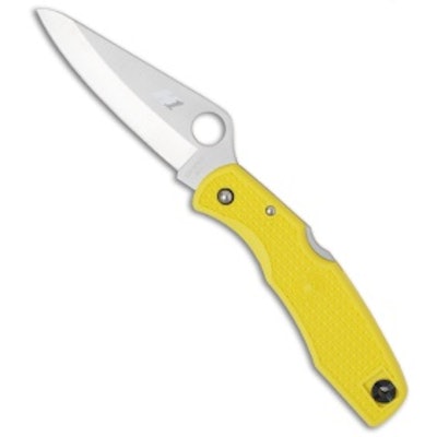 Spyderco Pacific Salt H-1 Knife C91PYL Yellow FRN (3.81" Satin Plain) - Blade HQ