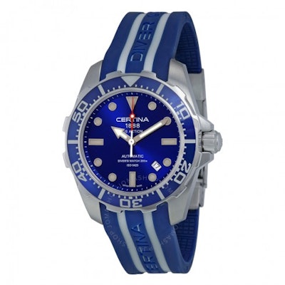 Certina DS Action Automatic Diver Blue Dial Blue and White Rubber