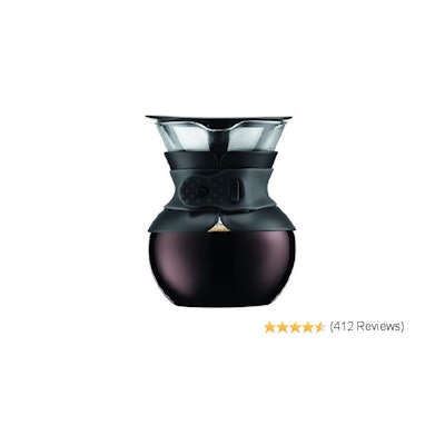 Amazon.com: Bodum 11592-01 Pour Over Coffee Maker with Permanent Filter, 17 oz,