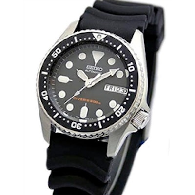 Seiko Black 21-Jewel Automatic Dive Watch with Rubber Strap #SKX013K1