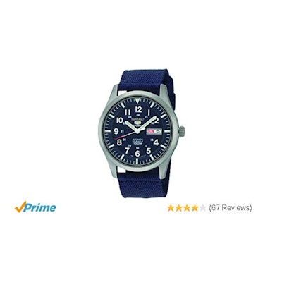 Amazon.com: Seiko 5 Sport Automatic Navy Blue Canvas Mens Watch SNZG11: Seiko: W
