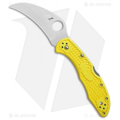 Spyderco Tasman Salt 2 Lock Back Knife Yellow FRN (2.8" Satin) C106PYL2 - Blade 