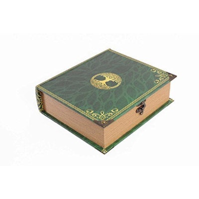 Grimoire Deck Box, Primeval | Wooden and Fabric Lined Portable Deck Box for Mtg,