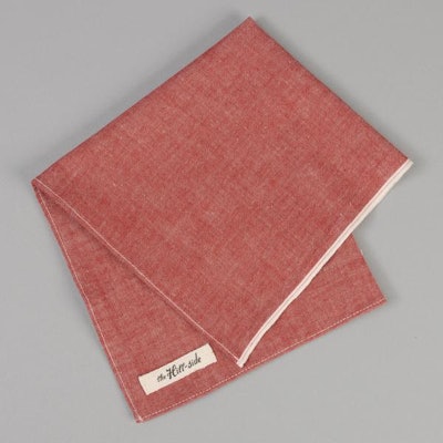 Pocket Square, Selvedge Chambray, Red - PS1-003 - The Hill-Side