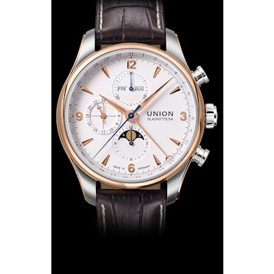 Union Glashutte Belisar Chronograph moonphase with leather strap