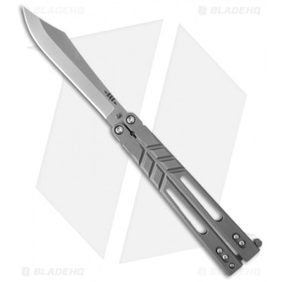 BRS Alpha Beast 3.0 Balisong Butterfly Knife Titanium (4.5" Stonewash) - Blade H