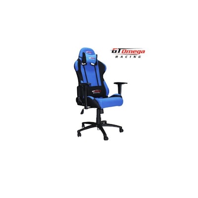 GT Omega PRO Racing Office Chair Blue and Black Fabric -