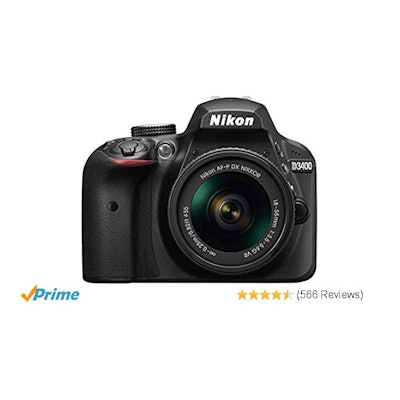 Amazon.com : Nikon D3400 w/ AF-P DX NIKKOR 18-55mm f/3.5-5.6G VR (Black) : Camer