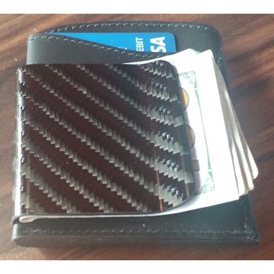 The Mogul Money Clip W/Minimalist Leather Wallet — Luxury Carbon Fiber