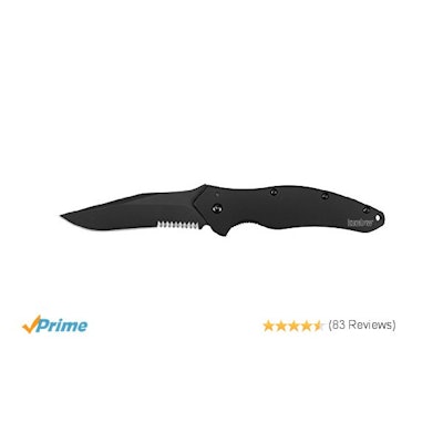 Amazon.com : Kershaw Black Shallot Knife with Tungsten DLC Black coating on Blad