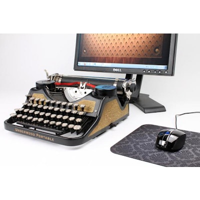 USB Typewriter ~ Typewriter Computer Keyboard / iPad Stand (Gold-Leaf Model)