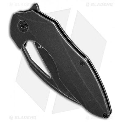 Kizer Isham Megatherium Flipper Knife Titanium (3.6" Black SW) Ki4502A2 - Blade 