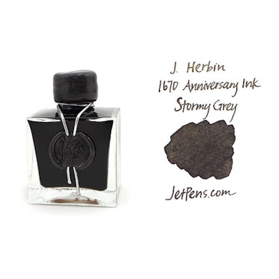 J. Herbin 1670 Anniversary Fountain Pen Ink - 50 ml Bottle - Stormy Grey - JetPe