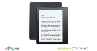 Kindle Oasis E-reader with Leather Charging Cover - Black, 6" High-Resolution Di
