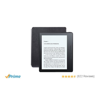 Kindle Oasis E-reader with Leather Charging Cover - Black, 6" High-Resolution Di