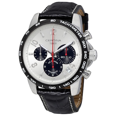 Certina DS Podium Chronograph Automatic Silver Dial Black Leather Men's Watch C0
