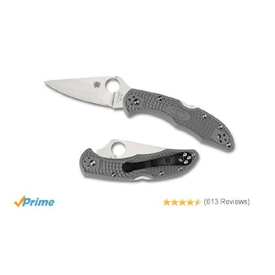Amazon.com : Spyderco Delica4 Lightweight FRN Flat Ground PlainEdge Knife (Gray)